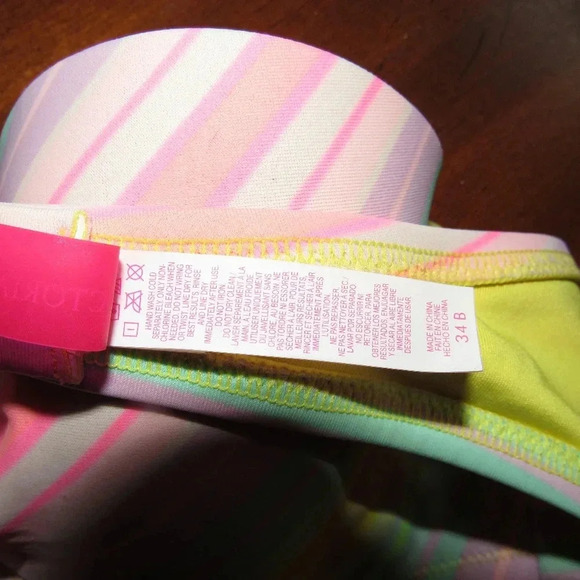 VICTORIA’S SECRET Colorful Stripe Bikini 34B top/M - Picture 4 of 5